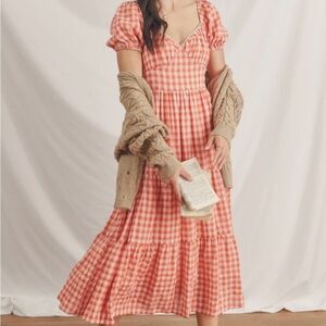 Summer “In Loom” Orange & White Checked Maxi Dress - Size L